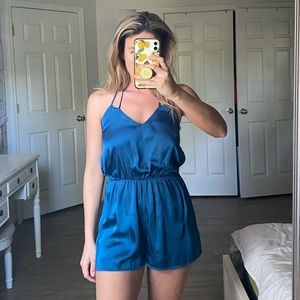 Dark blue silk romper